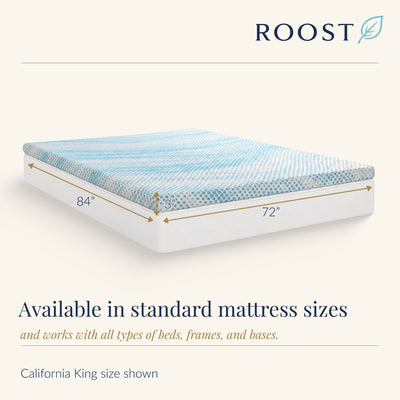Roost Sleep Cool Cloud Supreme 3" Memory Foam Cali King Mattress Topper, Blue