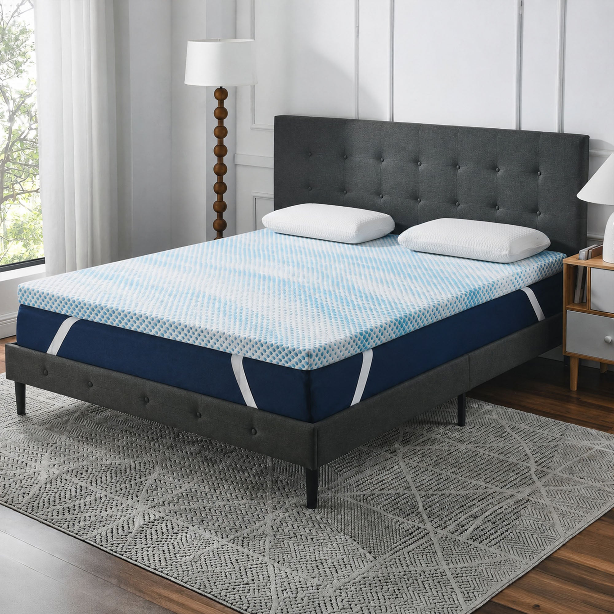 Roost Sleep Cool Cloud Supreme 3" Memory Foam Cali King Mattress Topper, Blue