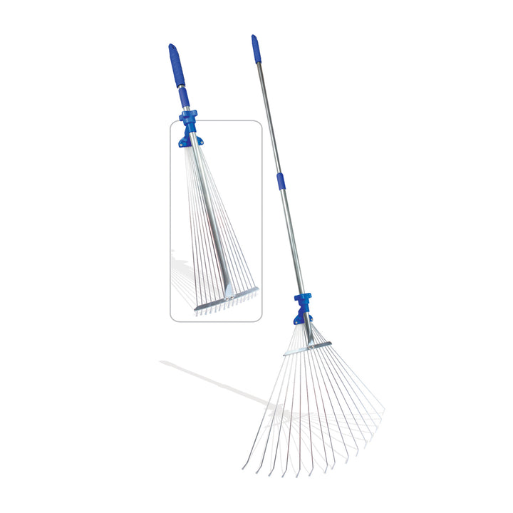 Camco Telescopic Collapsible RV Rake, Extends up to 60 Inches for Camping, Blue - VMInnovations