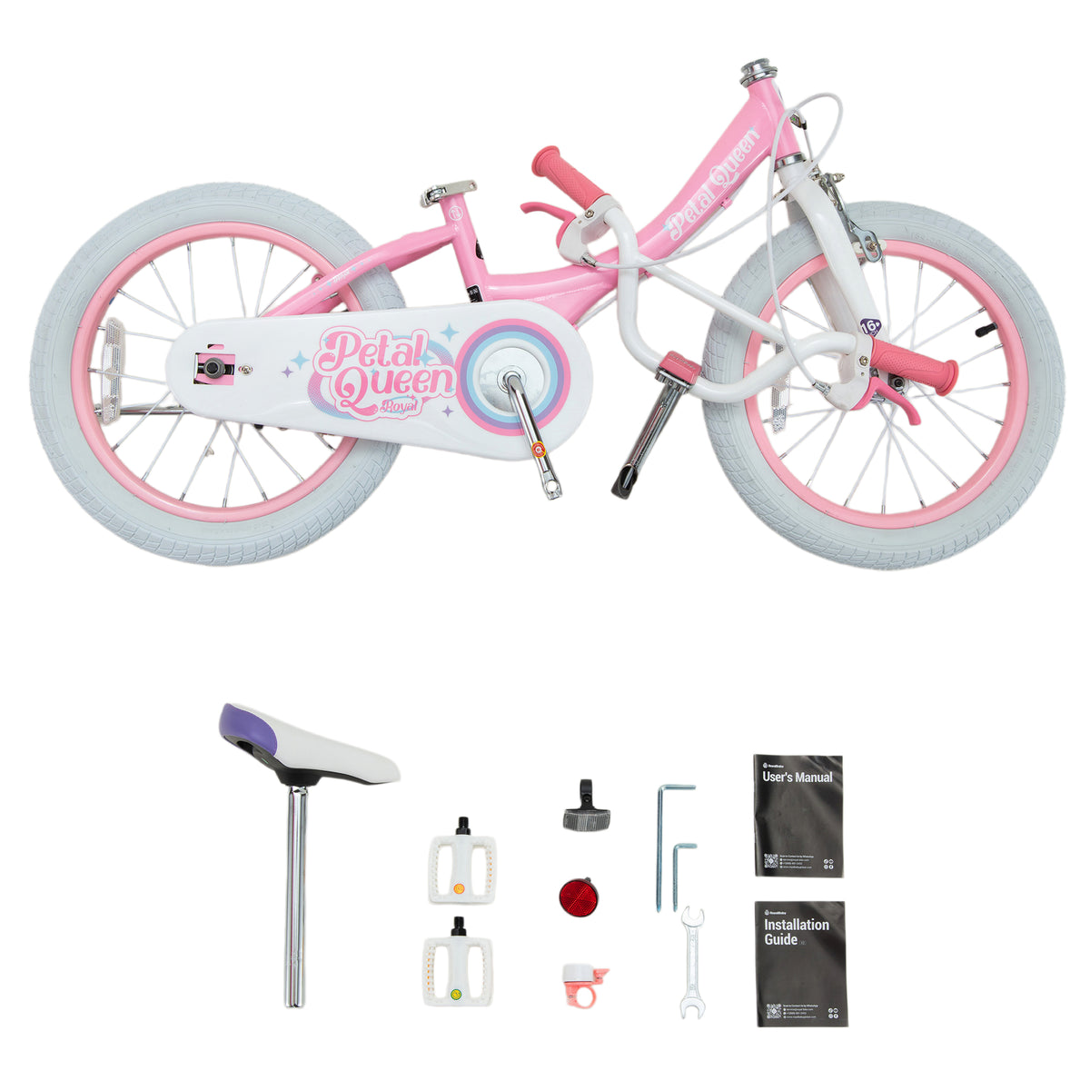 RoyalBaby Petal Queen Outdoor Kid's Bicycle with Kickstand, 16 Inch, Pink