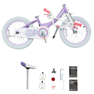 RoyalBaby Petal Queen Outdoor Kid's Bicycle with Kickstand, 16 Inch, Purple
