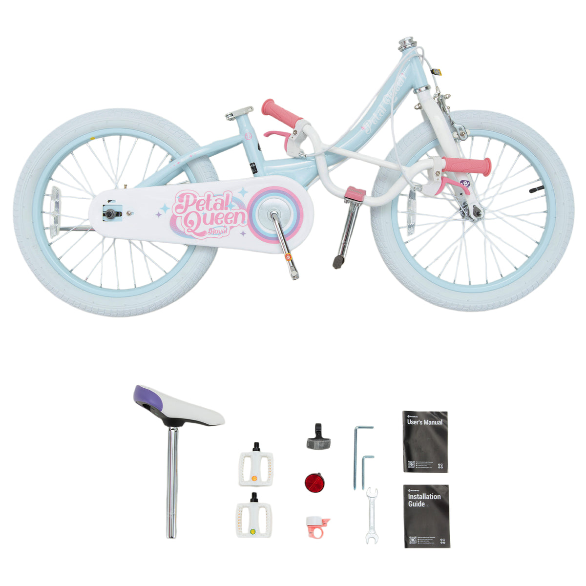 RoyalBaby Petal Queen Outdoor Kid's Bicycle with Kickstand, 18 Inch Wheel, Blue