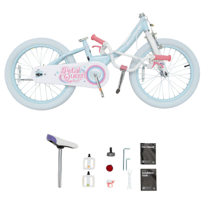 RoyalBaby Petal Queen Outdoor Kid's Bicycle with Kickstand, 18 Inch Wheel, Blue