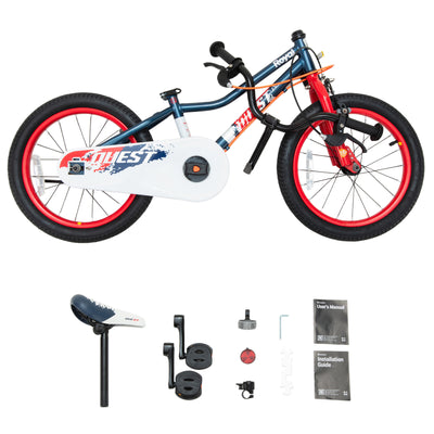 RoyalBaby Quest Outdoor Kid's Bicycle with Kickstand, 16 Inch Wheel, Blue/Red