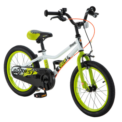 RoyalBaby Quest Outdoor Kid's Bicycle with Kickstand, 16 Inch Wheel, White