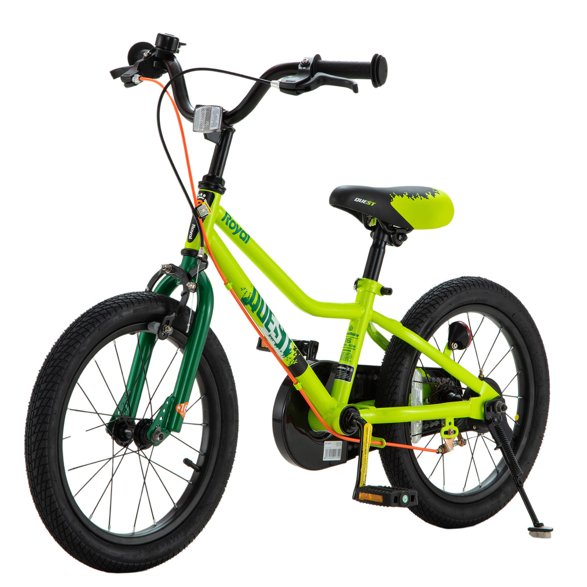 RoyalBaby Quest Outdoor Kid's Bicycle with Kickstand, 16 Inch Wheel, Green