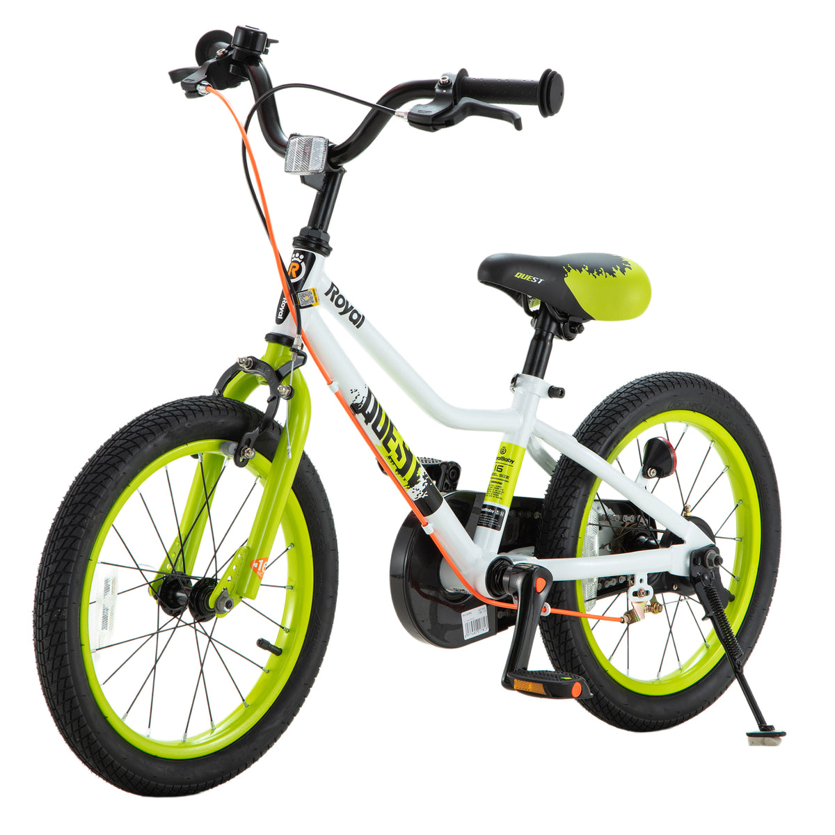 RoyalBaby Quest EZ Outdoor Kid's Bicycle with Kickstand, 16 Inch Wheel, White