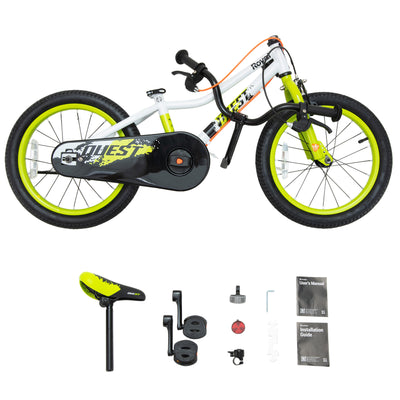 RoyalBaby Quest EZ Outdoor Kid's Bicycle with Kickstand, 16 Inch Wheel, White