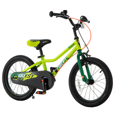 RoyalBaby Quest EZ Outdoor Kid's Bicycle with Kickstand, 16 Inch Wheel, Green