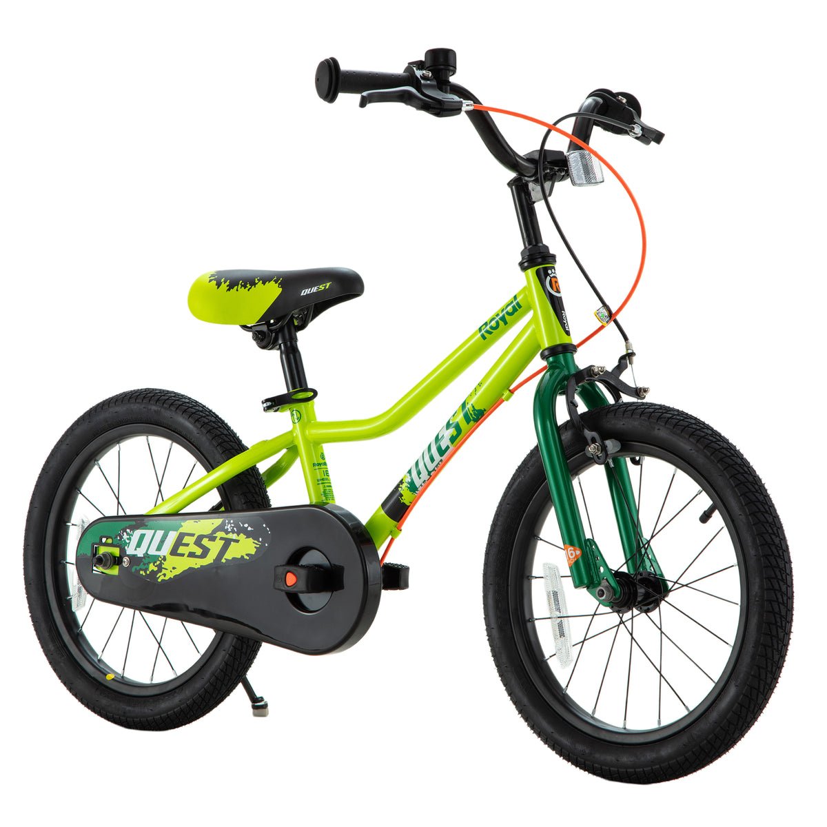 RoyalBaby Quest EZ Outdoor Kid's Bicycle with Kickstand, 16 Inch Wheel, Green
