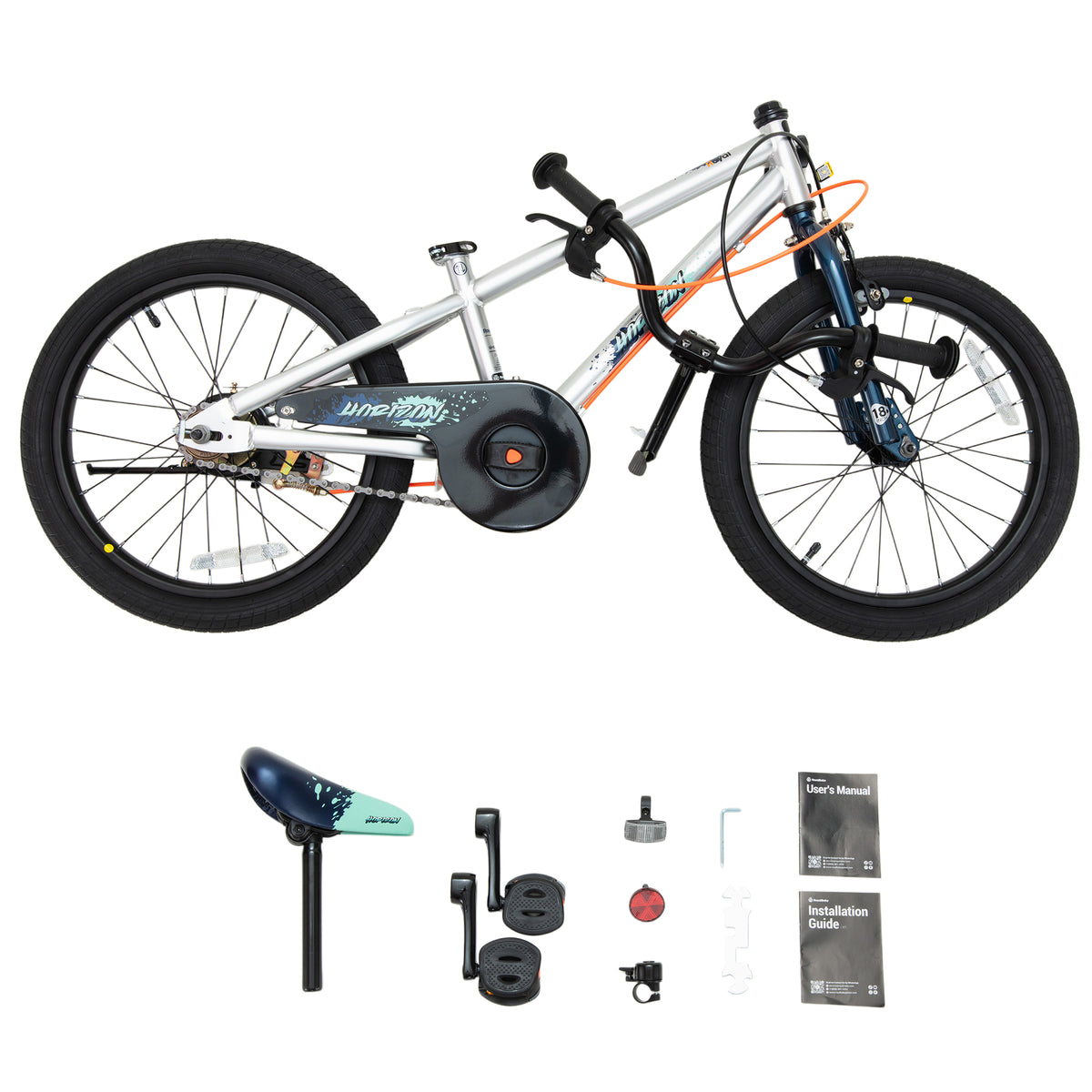 RoyalBaby Horizon EZ Outdoor Kid's Bicycle with Kickstand, 18 Inch, Blue