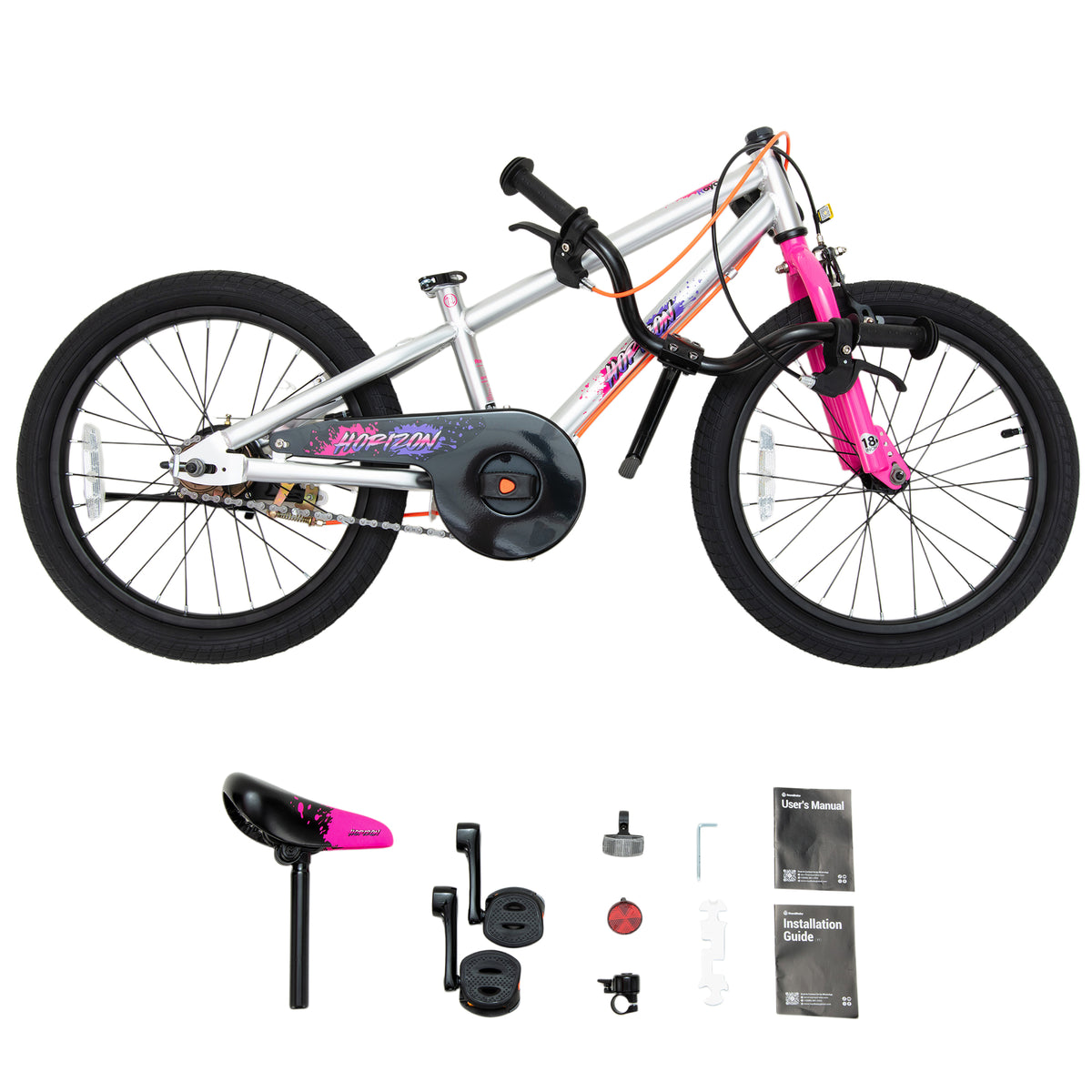 RoyalBaby Horizon EZ Outdoor Kid's Bicycle with Kickstand, 18 Inch, Pink