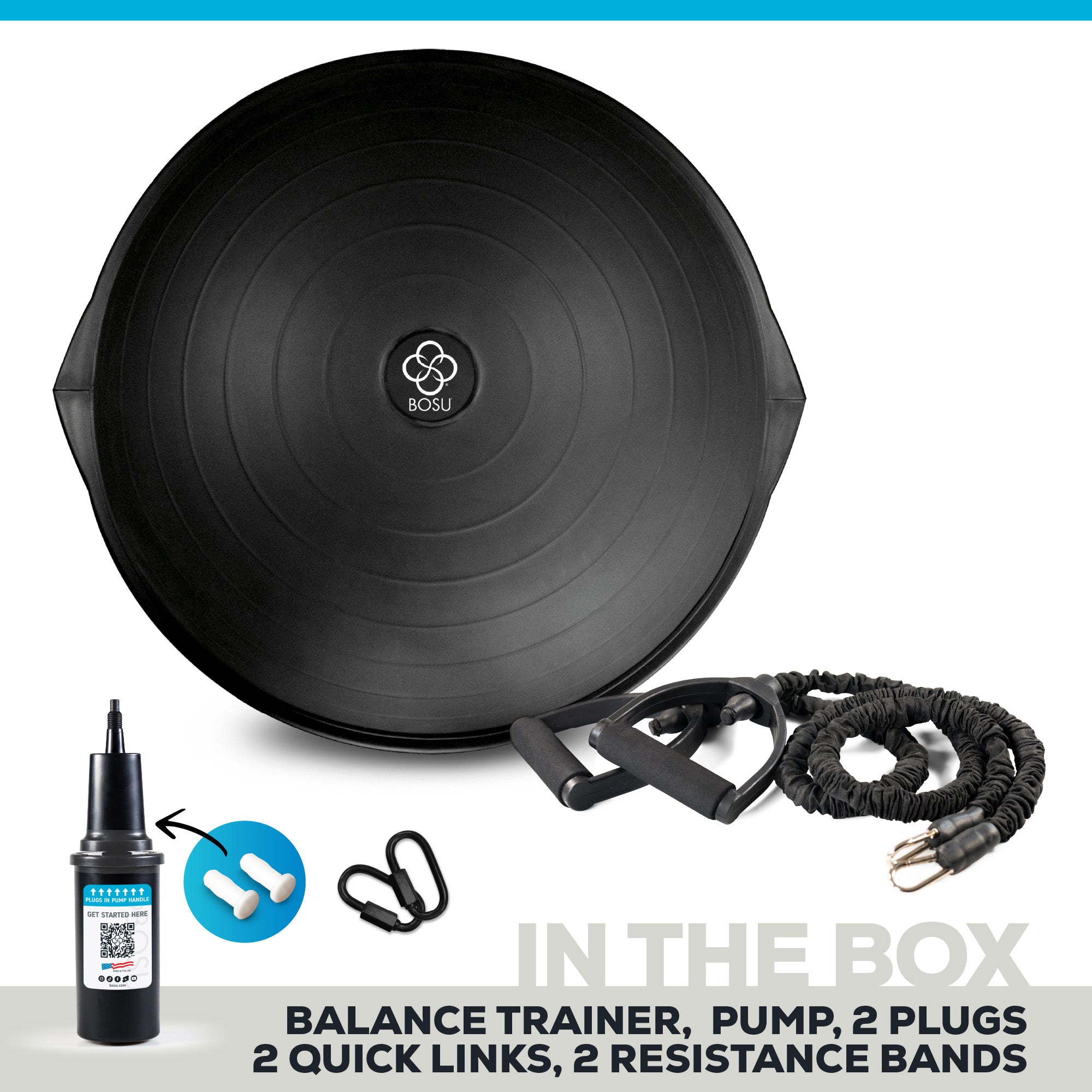 Bosu Home Balance Trainer for Strength, Flexibility, and Cardio Workouts, Black - VMInnovations