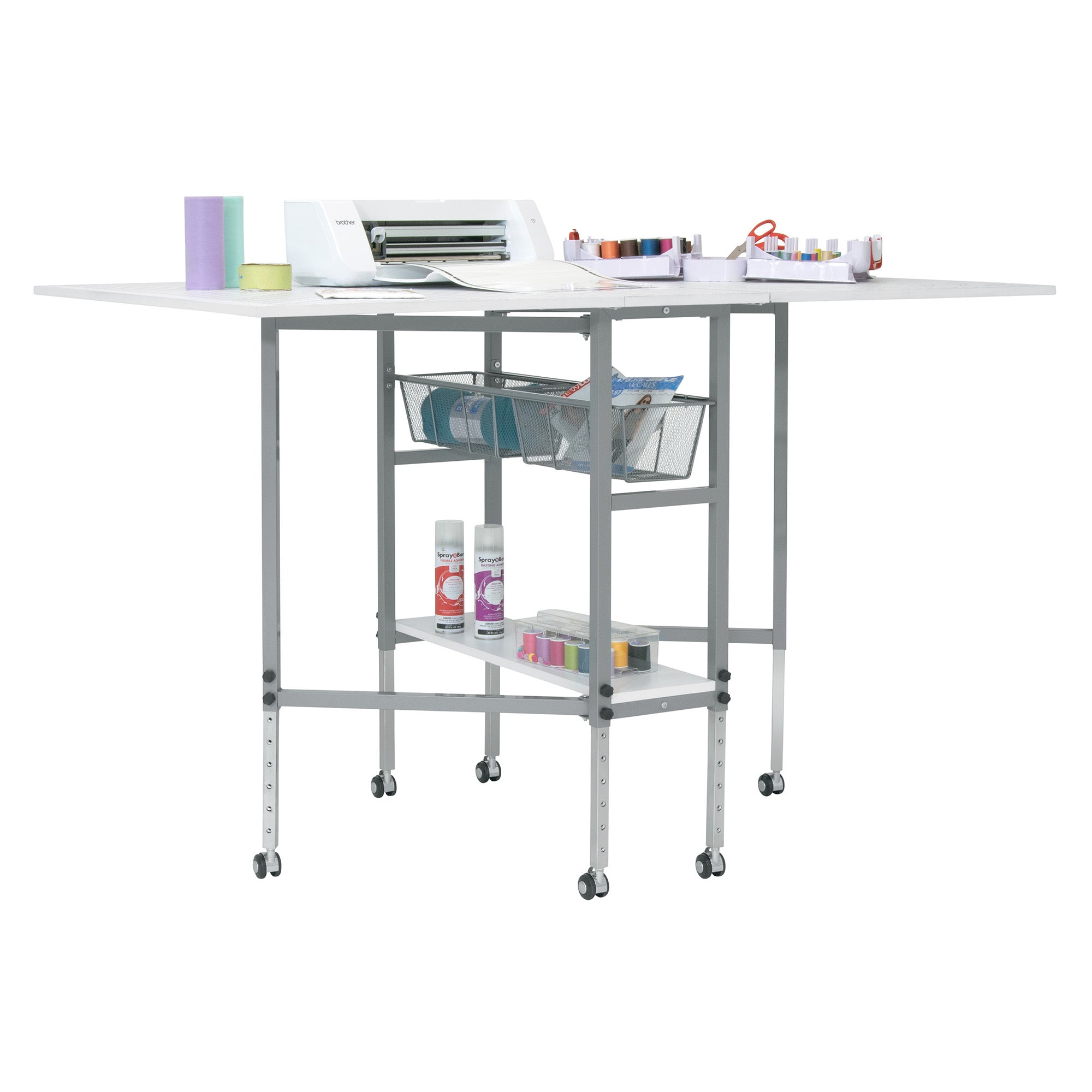 Sew Ready Foldable Hobby and Cutting Grid Table with Storage for Arts and Crafts (Open Box)