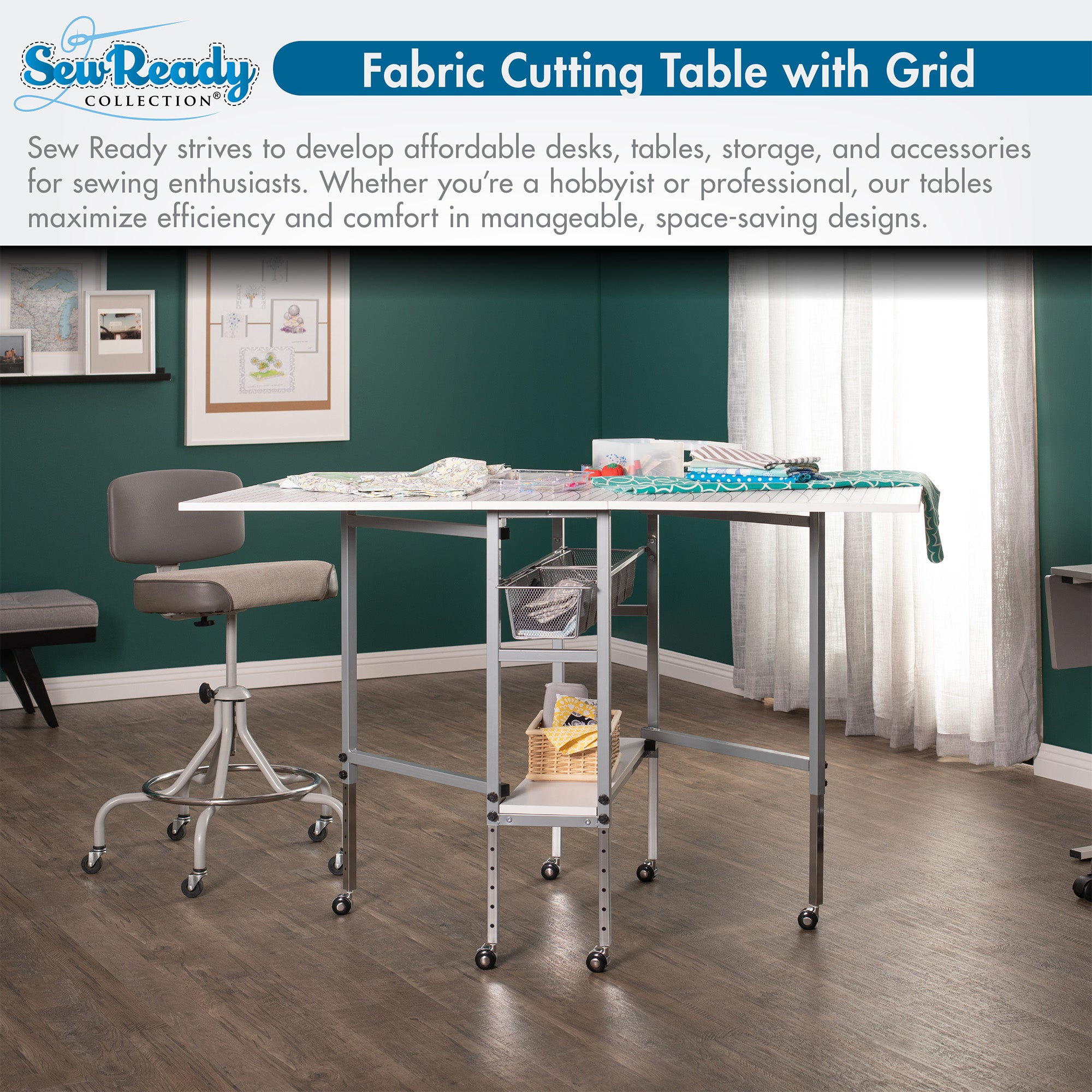 Sew Ready Foldable Hobby and Cutting Grid Table with Storage for Arts and Crafts (For Parts)