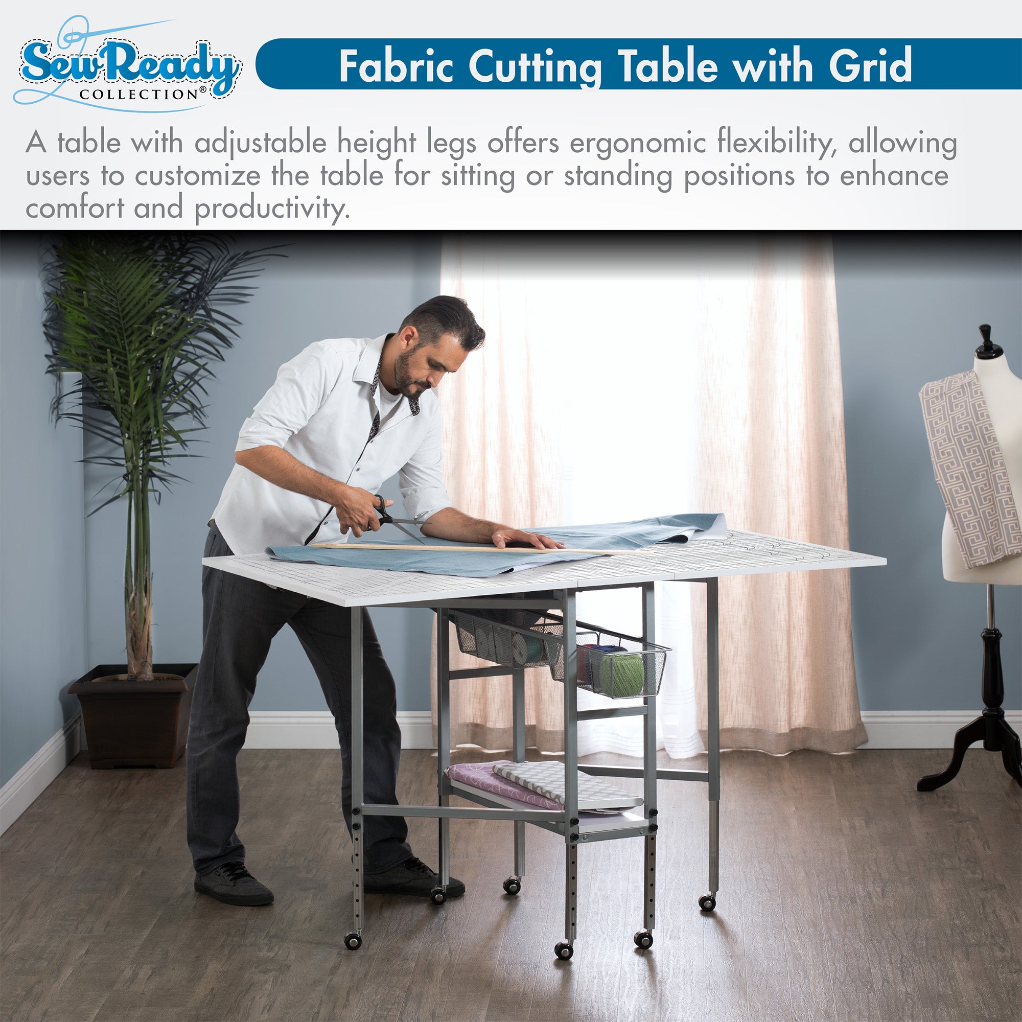 Sew Ready Foldable Hobby and Cutting Grid Table with Storage for Arts and Crafts (For Parts)