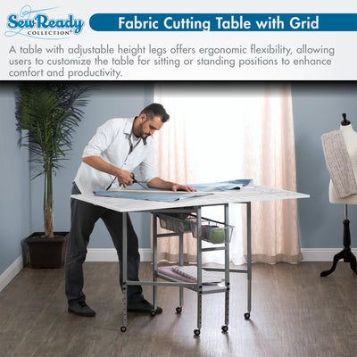 Sew Ready Foldable Hobby and Cutting Grid Table with Storage for Arts and Crafts (For Parts)