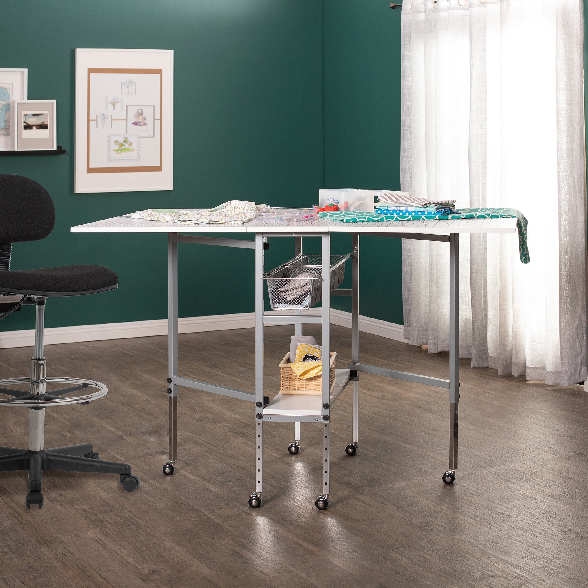 Sew Ready Foldable Hobby and Cutting Grid Table with Storage for Arts and Crafts (For Parts)