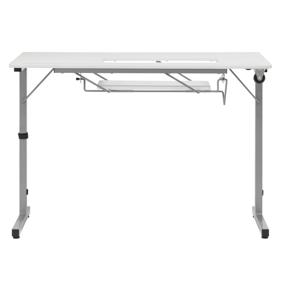 Sew Ready Portable Sewing Table with Foldable and Rollaway Design, Silver/White - VMInnovations