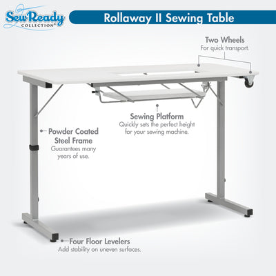 Sew Ready Portable Sewing Table with Foldable and Rollaway Design, (Open Box)