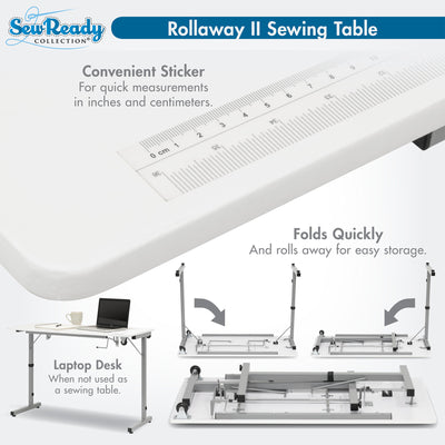 Sew Ready Portable Sewing Table with Foldable and Rollaway Design, (Open Box)
