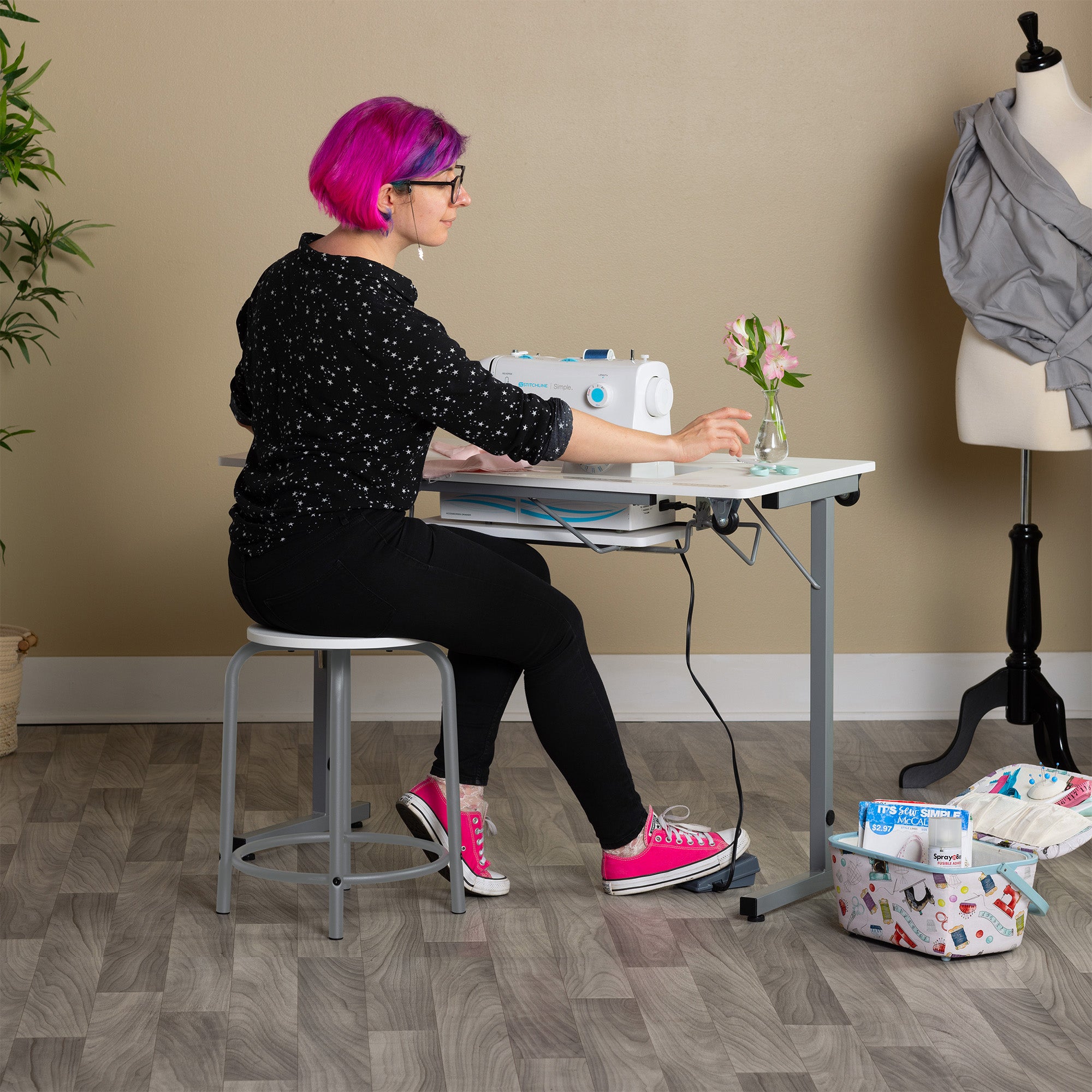 Sew Ready Portable Sewing Table with Foldable and Rollaway Design, (Open Box)