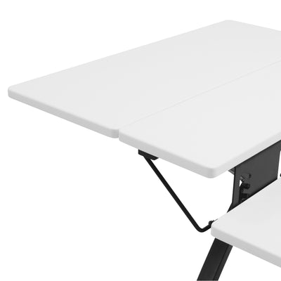 Sew Ready Comet Plus Hobby and Sewing Table with Side & Lower Shelf, Black/White - VMInnovations