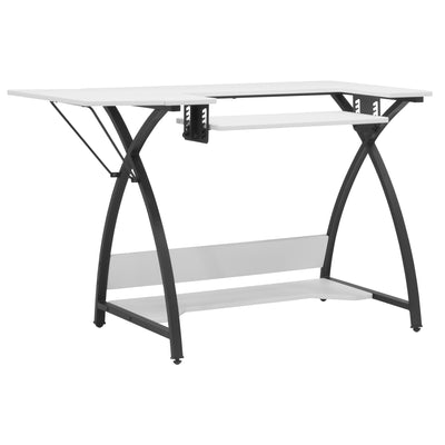 Sew Ready Comet Plus Hobby and Sewing Table with Side & Lower Shelf, Black/White - VMInnovations