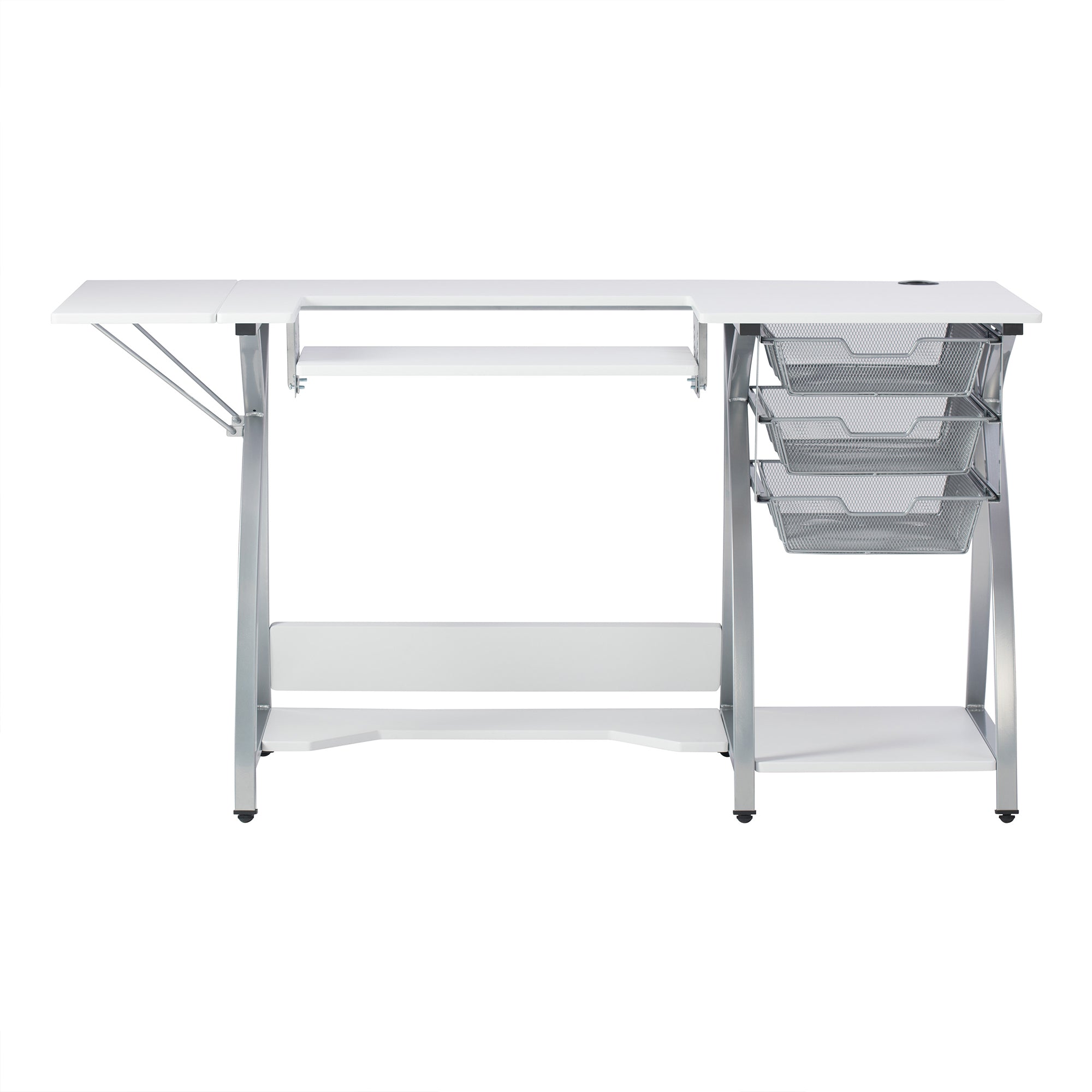 Sew Ready Pro Stitch Adjustable Sewing Machine Table with Storage Drawers, White