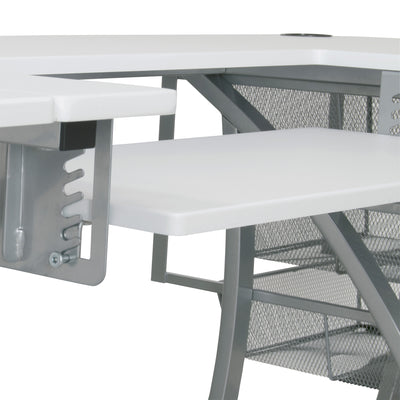 Sew Ready Pro Stitch Adjustable Sewing Machine Table with Storage Drawers, White