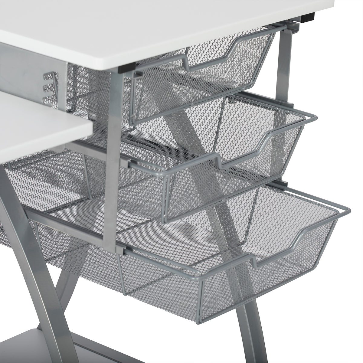Sew Ready Pro Stitch Adjustable Sewing Machine Table with Storage Drawers, White
