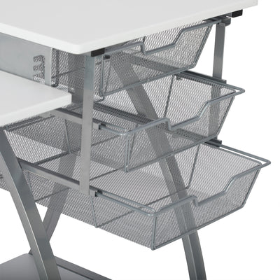 Sew Ready Pro Stitch Adjustable Sewing Machine Table with Storage Drawers, White