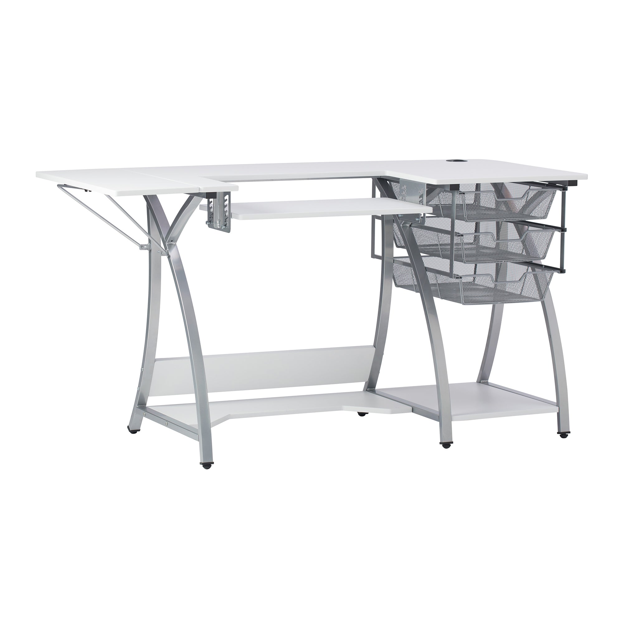 Sew Ready Pro Stitch Adjustable Sewing Machine Table with Storage Drawers, White - VMInnovations
