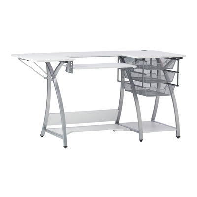 Sew Ready Pro Stitch Adjustable Sewing Machine Table with Storage Drawers, White - VMInnovations