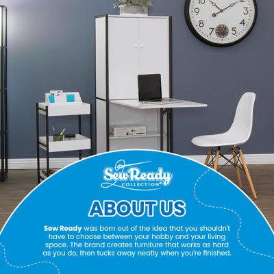 Sew Ready Folding Craft Armoire Cabinet, Multipurpose Workstation with Table