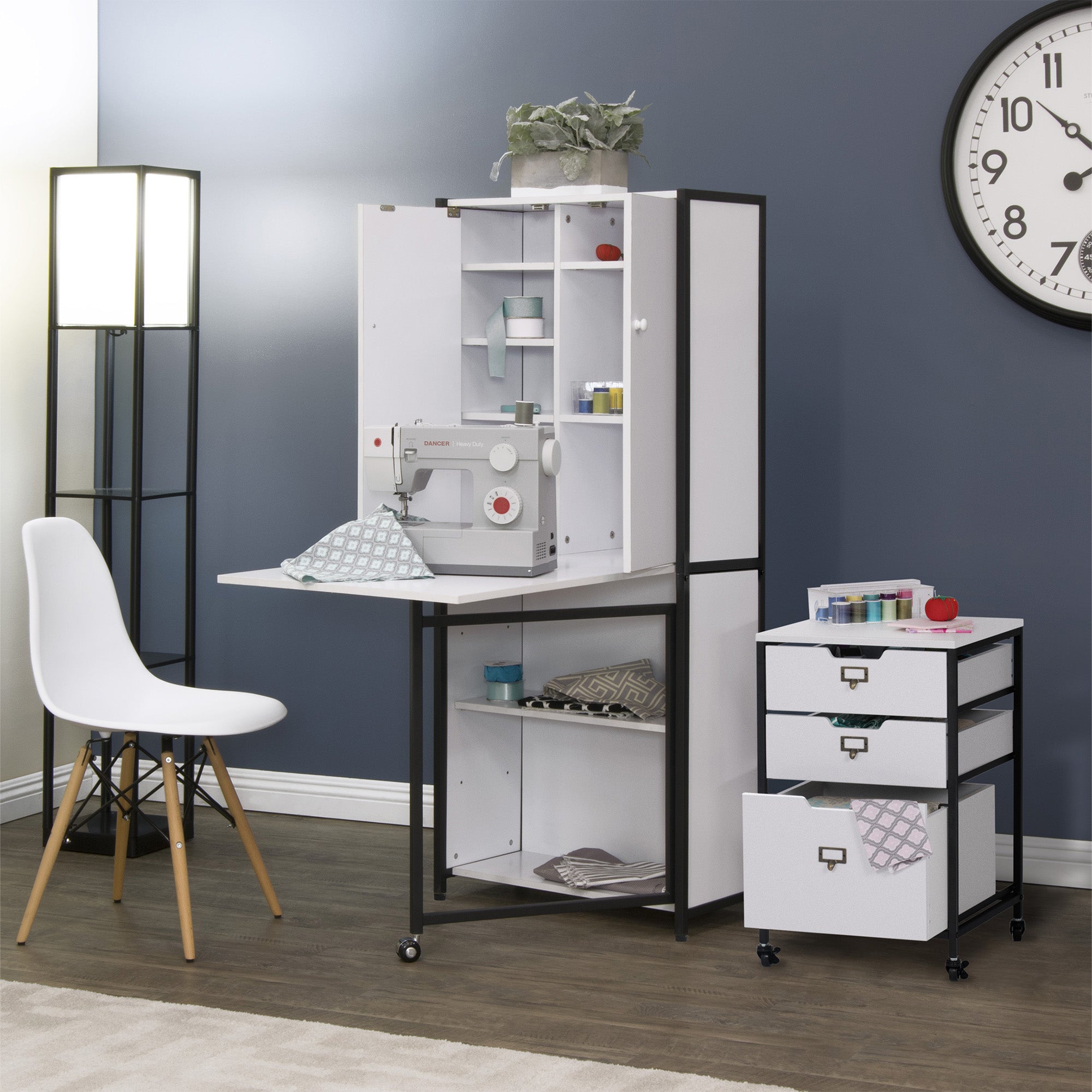 Sew Ready Folding Craft Armoire Cabinet, Multipurpose Workstation with Table - VMInnovations