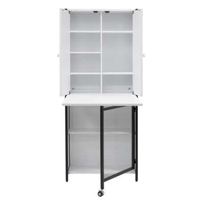Sew Ready Folding Craft Armoire Cabinet, Multipurpose Workstation with Table