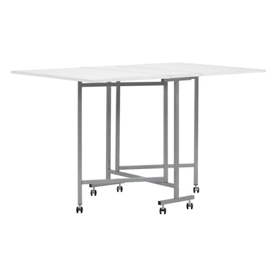 Sew Ready Folding Craft and Cutting Standing Table with Wheels, Silver/White