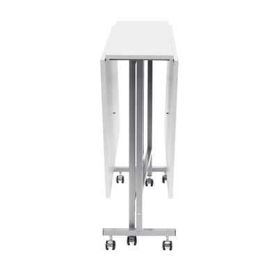 Sew Ready Folding Craft and Cutting Standing Table with Wheels, Silver/White