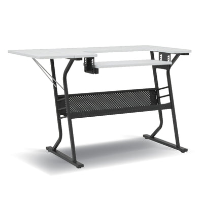 Sew Ready Eclipse Hobby Sewing Table with Storage Drawer and Shelves, Black