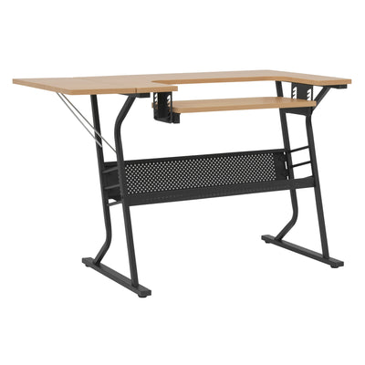 Sew Ready Eclipse Hobby Sewing Table with Storage Drawer and Shelves, Maple