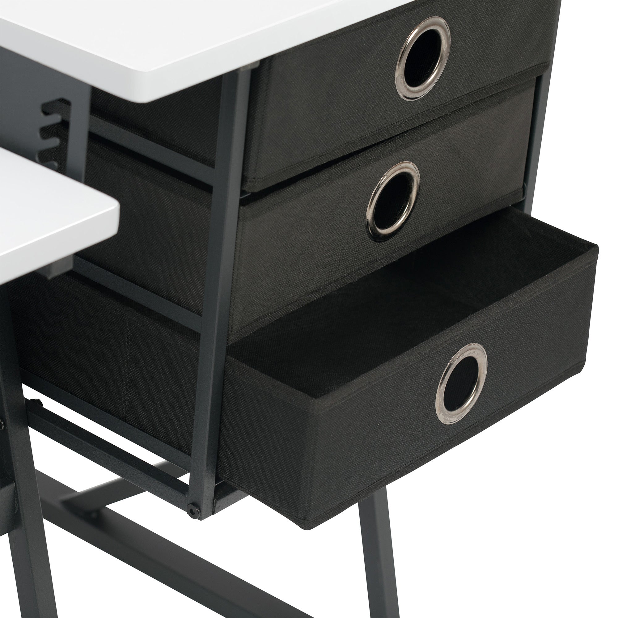 Sew Ready Eclipse Hobby Sewing Table with Storage Drawer and Shelves, Black - VMInnovations