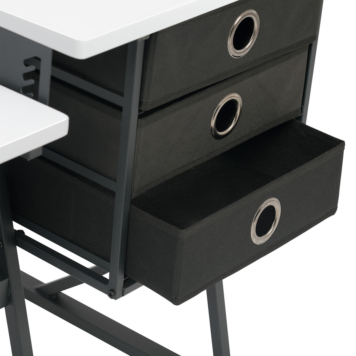 Sew Ready Eclipse Hobby Sewing Table with Storage Drawer and Shelves, Black (Open Box)
