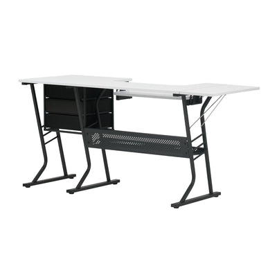 Sew Ready Eclipse Hobby Sewing Table with Storage Drawer and Shelves, Black (Open Box)