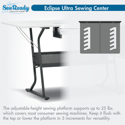 Sew Ready Eclipse Hobby Sewing Table with Storage Drawer and Shelves, Black - VMInnovations
