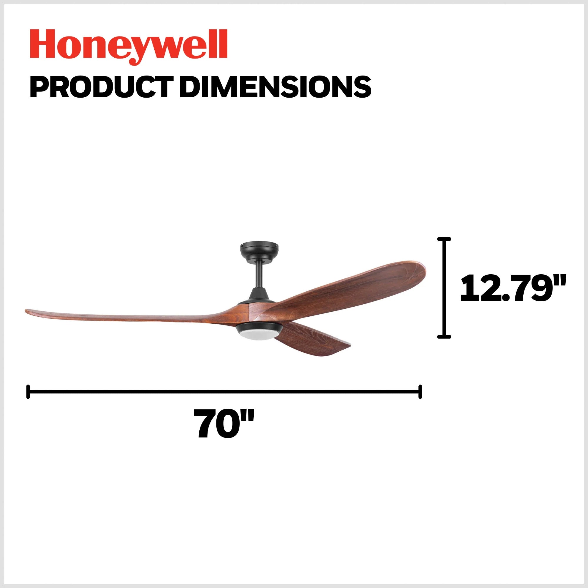 Honeywell Taiga 70 Inch Ceiling Fan with Redwood Blades, LED Light & Remote