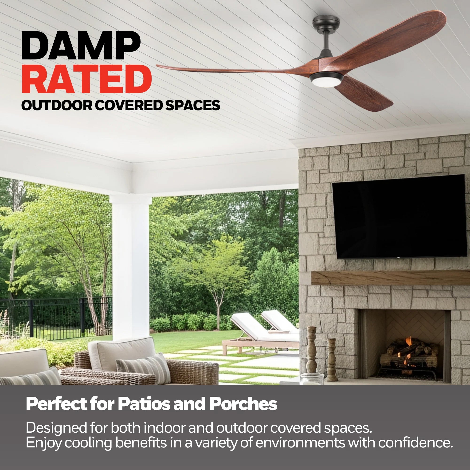Honeywell Taiga 70 Inch Ceiling Fan with Redwood Blades, LED Light & Remote