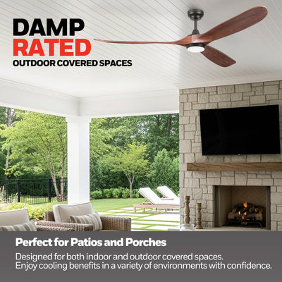 Honeywell Taiga 70 Inch Ceiling Fan with Redwood Blades, LED Light & Remote