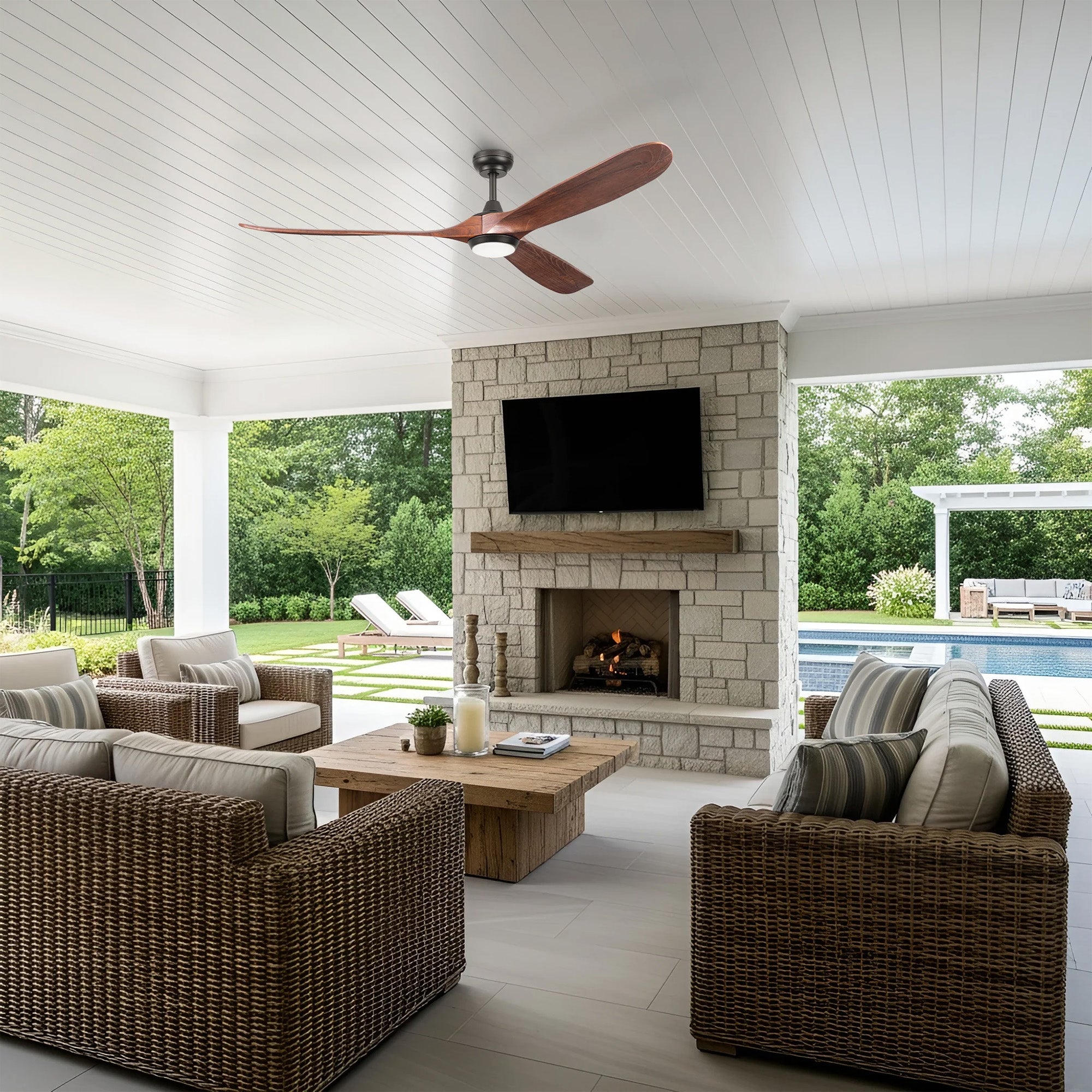 Honeywell Taiga 70 Inch Ceiling Fan with Redwood Blades, LED Light & Remote