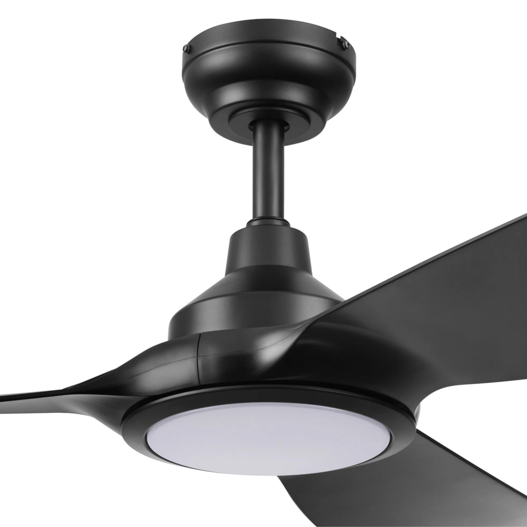 Honeywell Sirro 52" Ceiling Fan with Light & Remote, 3 Black Blades, Matte Black